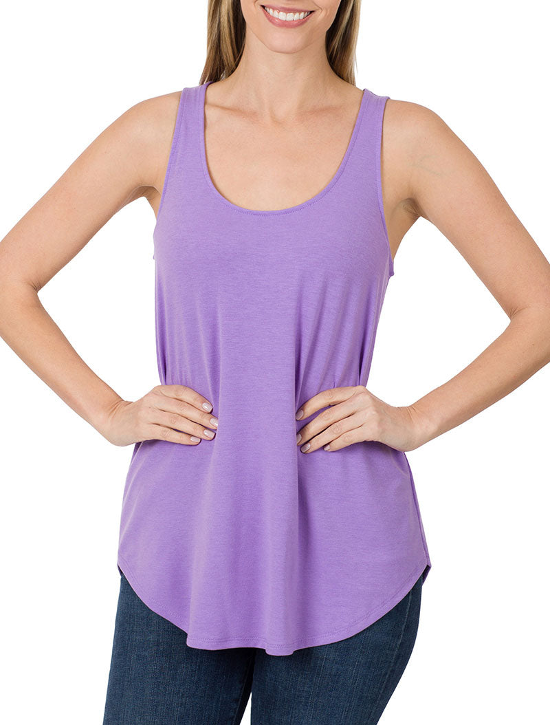 Zenana Cotton Sleeveless Round Neck Tank Top - Tank Tops sb_tops