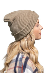 Solid Slouchy Knit Beanie Wide Wale