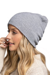 Solid Slouchy Knit Beanie Wide Wale