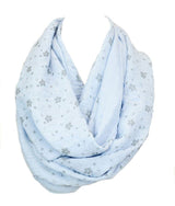 Whimsical Floral Daisy Design Infinity Loop Scarf in Light Blue Scarves- Niobe Clothing