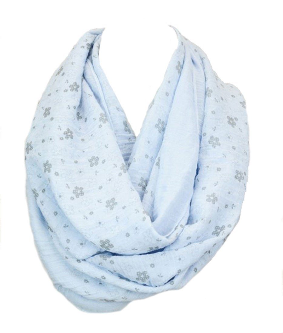 Niobe Clothing Whimsical Floral Daisy Design Infinity Loop Scarf in Peach - Scarves