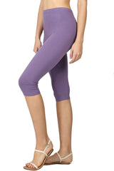 High Waist Seamless Cotton Capri Leggings leggings- Niobe Clothing