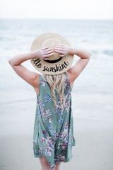 Knit Sleeveless T-shirt Dress in Olive Floral dress- Niobe Clothing