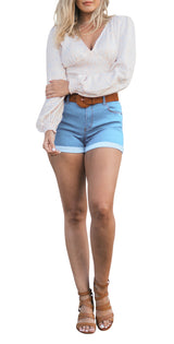 High Rise Junior Push Up Body Shaping Denim Shorts Shorts- Niobe Clothing