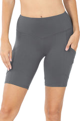 High Waist Active Biker Running Yoga Shorts w/ Pockets