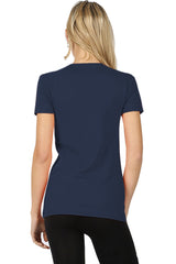 Womens Basic Cotton Crew Neck Short Sleeve Long Tee Shirt Tops- Niobe Clothing