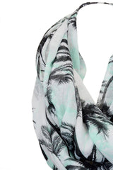 Niobe Clothing Palm Tree Color Splash Design Infinity Loop Scarf (Mint) - Scarves