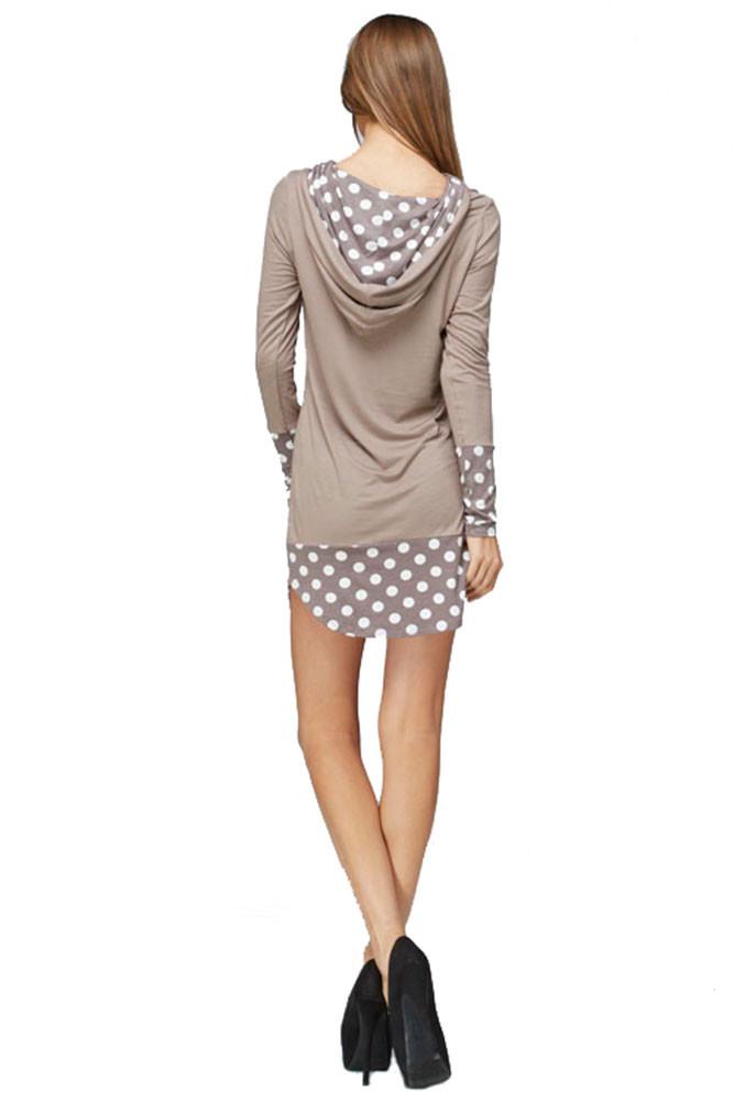 Niobe Clothing Polka Dot Long Sleeve Two Tone Contrast Hoodie Tunic - Hoodies f_outerwear