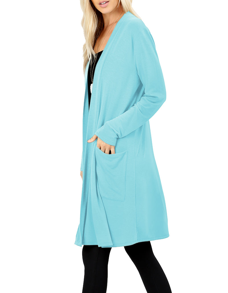 Zenana Long Sleeve Draped Long Cardigan - Cardigans sb_outerwear
