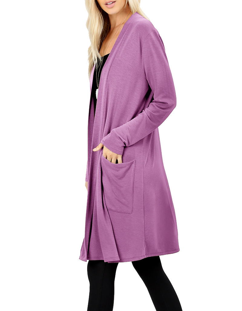 Zenana Long Sleeve Draped Long Cardigan - Cardigans sb_outerwear