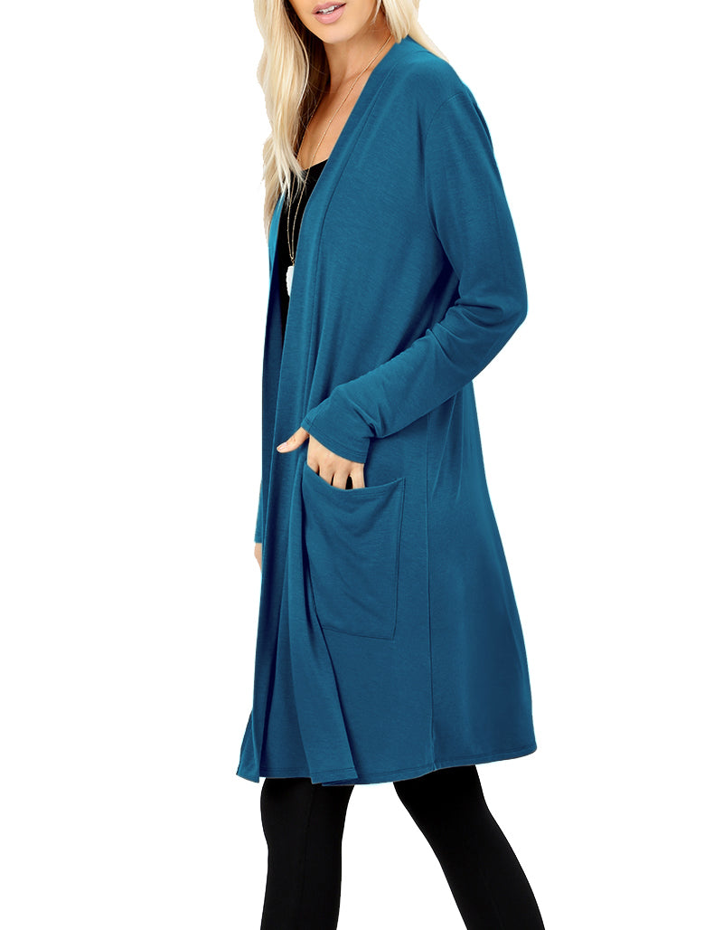 Zenana Long Sleeve Draped Long Cardigan - Cardigans sb_outerwear