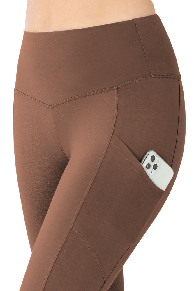 Zenana High Waist Solid Cotton Yoga Pants Work Out Leggings w/Pockets - Leggings sb_bottoms
