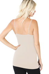 Seamless Nylon Solid Cami Long Tank Top