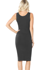 Cotton Sleeveless Bodycon Tank Knee Length Midi Dress