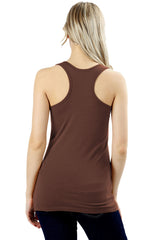 Basic Solid Cotton Racerback Tank Top Tops- Niobe Clothing