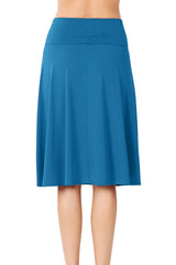 High Waist Fold Over A-Line Flared Midi Swing Skirt