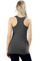 Basic Solid Cotton Racerback Tank Top Tops- Niobe Clothing