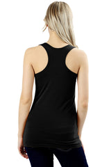 Basic Solid Cotton Racerback Tank Top Tops- Niobe Clothing