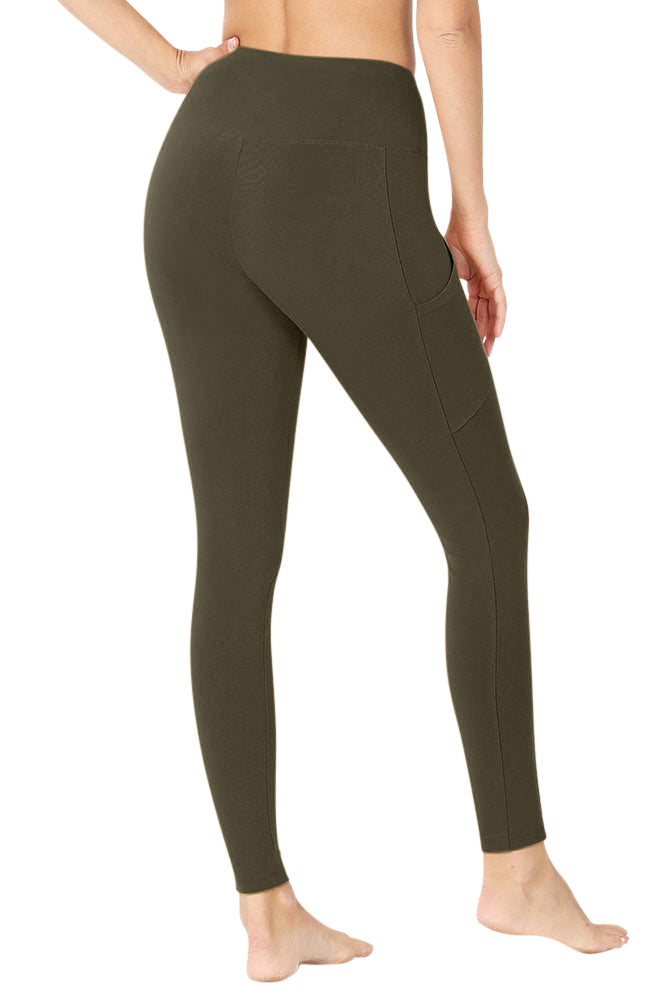 Zenana High Waist Solid Cotton Yoga Pants Work Out Leggings w/Pockets - Leggings sb_bottoms