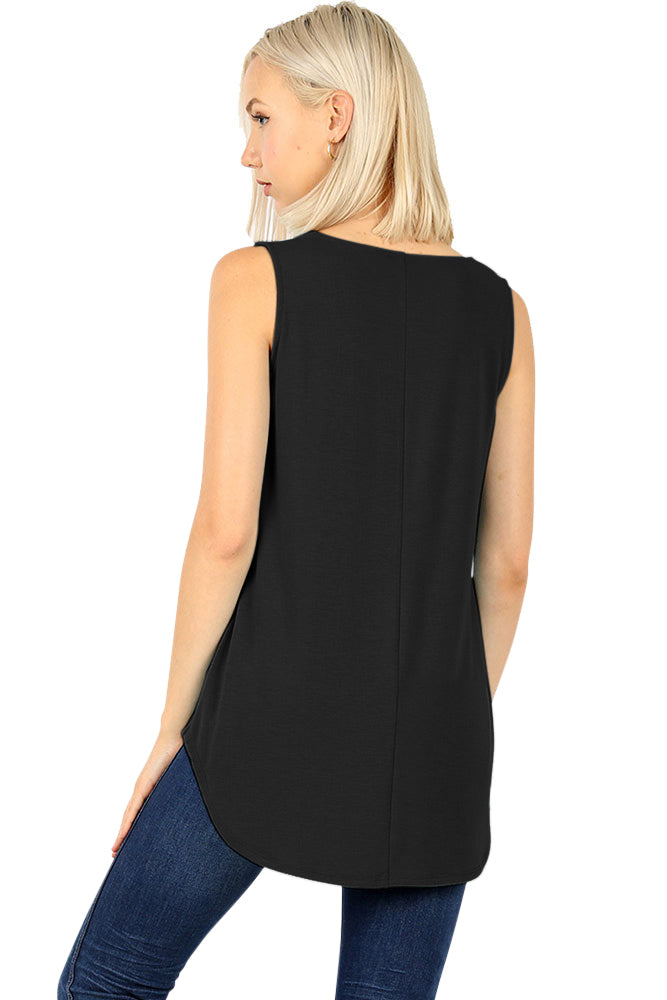 Zenana Cotton Sleeveless Round Neck Tank Top - Tank Tops sb_tops