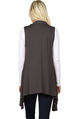Lightweight Sleeveless Open Draped Cardigan