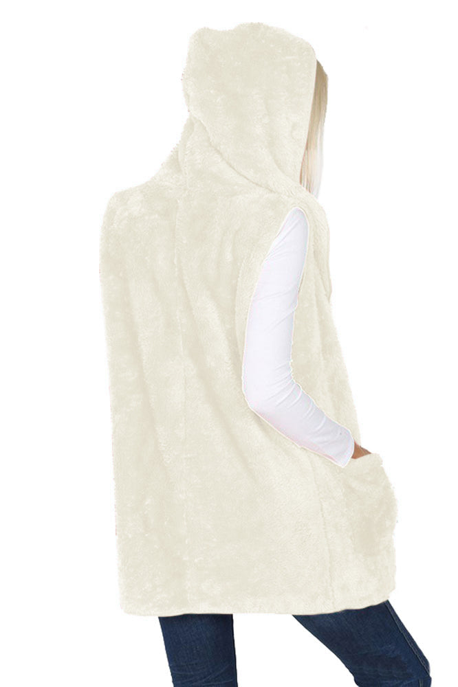 Zenana Sleeveless Faux Fur Hooded Vest - sb_outerwear