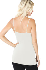 Seamless Nylon Solid Cami Long Tank Top