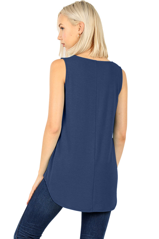 Zenana Cotton Sleeveless Round Neck Tank Top - Tank Tops sb_tops