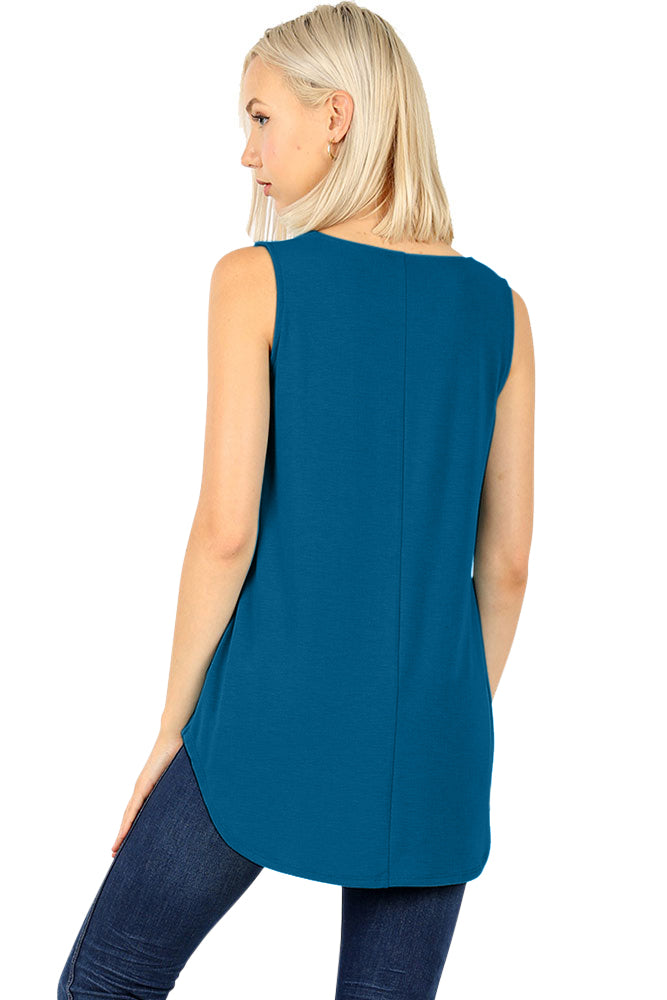 Zenana Cotton Sleeveless Round Neck Tank Top - Tank Tops sb_tops