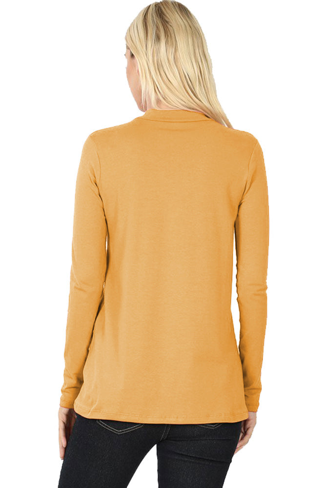 Zenana Cotton Long Sleeve Mock Neck - Shirts sb_tops