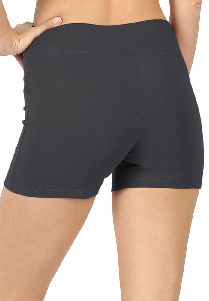 Zenana Cotton Workout Thick Band Biker Running Shorts - Legging Shorts sb_bottoms