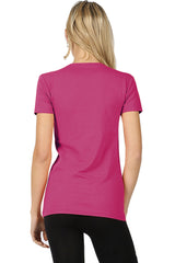 Womens Basic Cotton Crew Neck Short Sleeve Long Tee Shirt Tops- Niobe Clothing