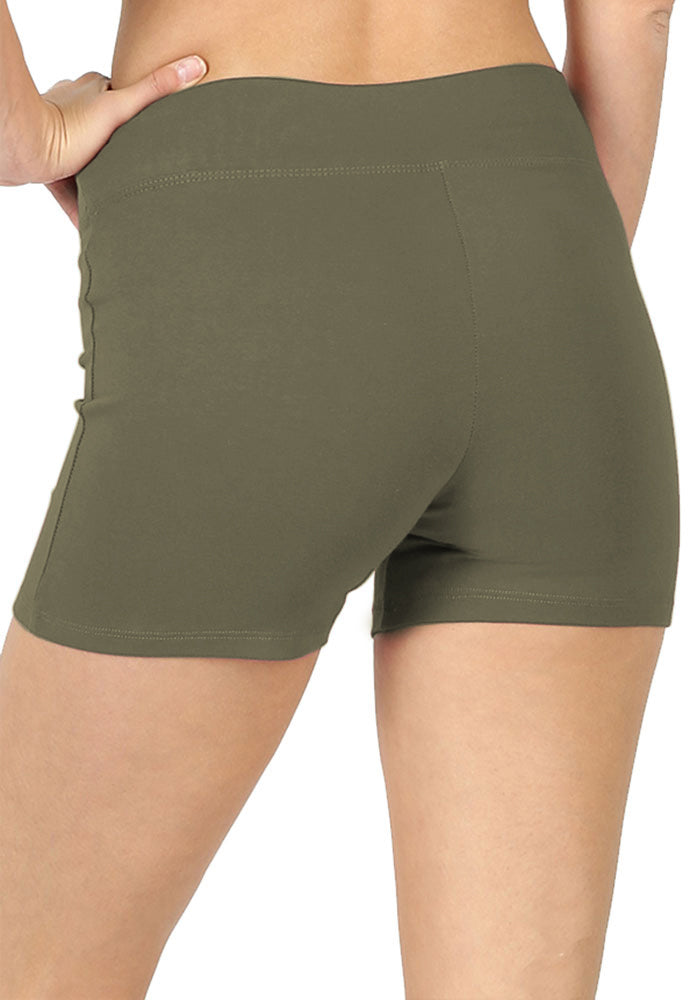 Zenana Cotton Workout Thick Band Biker Running Shorts - Legging Shorts sb_bottoms
