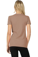 Womens Basic Cotton Crew Neck Short Sleeve Long Tee Shirt Tops- Niobe Clothing