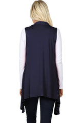 Lightweight Sleeveless Open Draped Cardigan Cardigans- Niobe Clothing