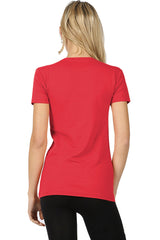 Womens Basic Cotton Crew Neck Short Sleeve Long Tee Shirt Tops- Niobe Clothing