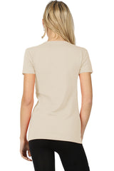 Womens Basic Cotton Crew Neck Short Sleeve Long Tee Shirt Tops- Niobe Clothing