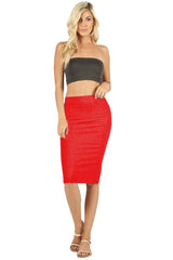 High Waist Fitted Midi Pencil Skirt Skirts- Niobe Clothing