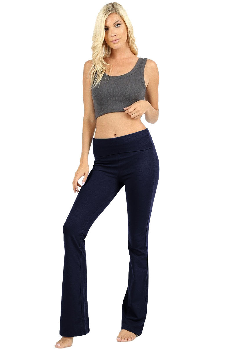 Zenana Cotton Flared Yoga Pants - Leggings sb_bottoms