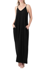 V-Neck Cami Spaghetti Strap Maxi Dress