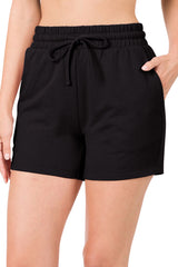 French Terry Drawstring Waist Shorts