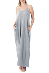 V-Neck Cami Spaghetti Strap Maxi Dress