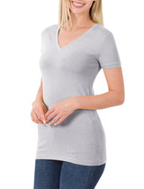 Cotton V-Neck Short Sleeve Long Tee Shirt