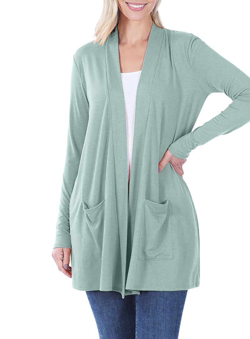 Zenana Long Sleeve Draped Slouchy Cardigan - Cardigans sb_outerwear