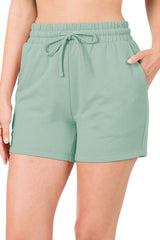 French Terry Drawstring Waist Shorts