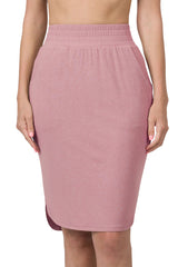 High Waist Tulip Hem Knee Length Skirt