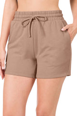 French Terry Drawstring Waist Shorts