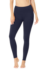 High Waist Solid Cotton Yoga Pants Work Out Leggings w/Pockets