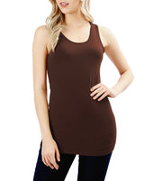 Basic Solid Cotton Racerback Tank Top Tops- Niobe Clothing