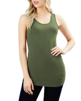 Basic Solid Cotton Racerback Tank Top Tops- Niobe Clothing